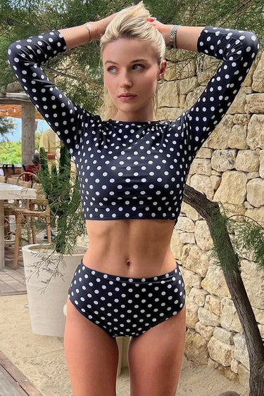 Polka Dot Two-Piece Long Sleeve UPF50+ Rash Guard